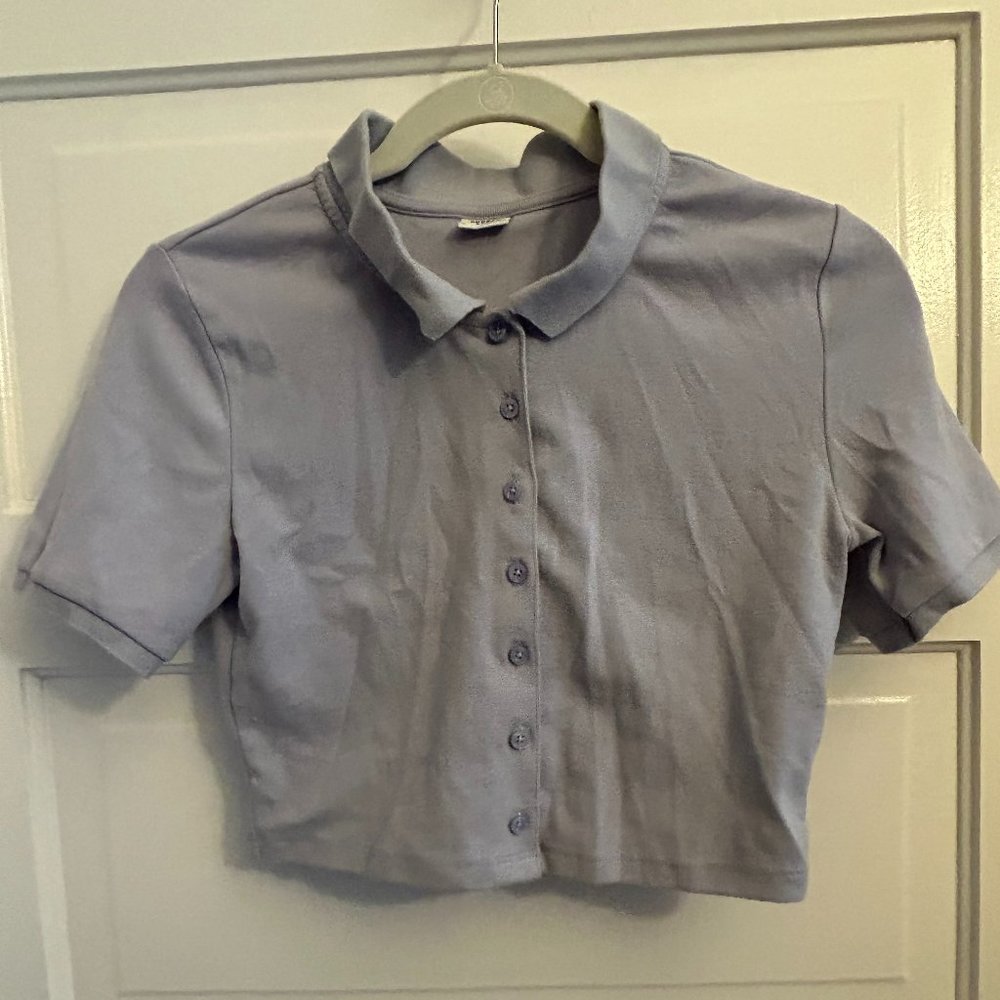 Purple Cropped Aritzia Button down